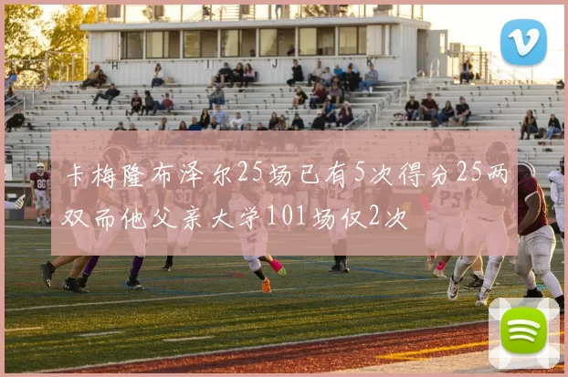卡梅隆布泽尔25场已有5次得分25两双而他父亲大学101场仅2次